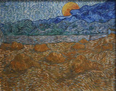 Landscape with Sheaves of Wheat and Rising Moon by Vincent van Gogh